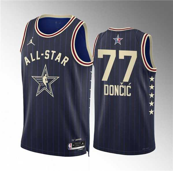 Men%27s 2024 All-Star #77 Luka Doncic Navy Stitched Basketball Jersey->nba shorts->NBA Jersey